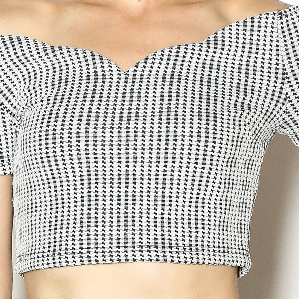 MINKPINK checkered sweetheart crop top - Picture 3 of 7